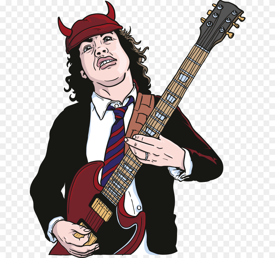Ceratopia Angus Young Illustration Illustration, Adult, Guitar, Male, Man Free Transparent Png