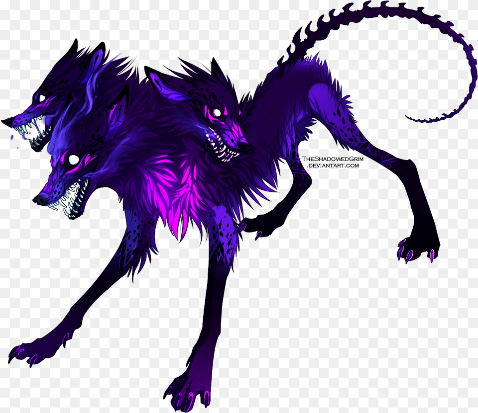 Cerberus Hellhound Drawing Cerberus, Purple, Animal, Dinosaur, Reptile Png