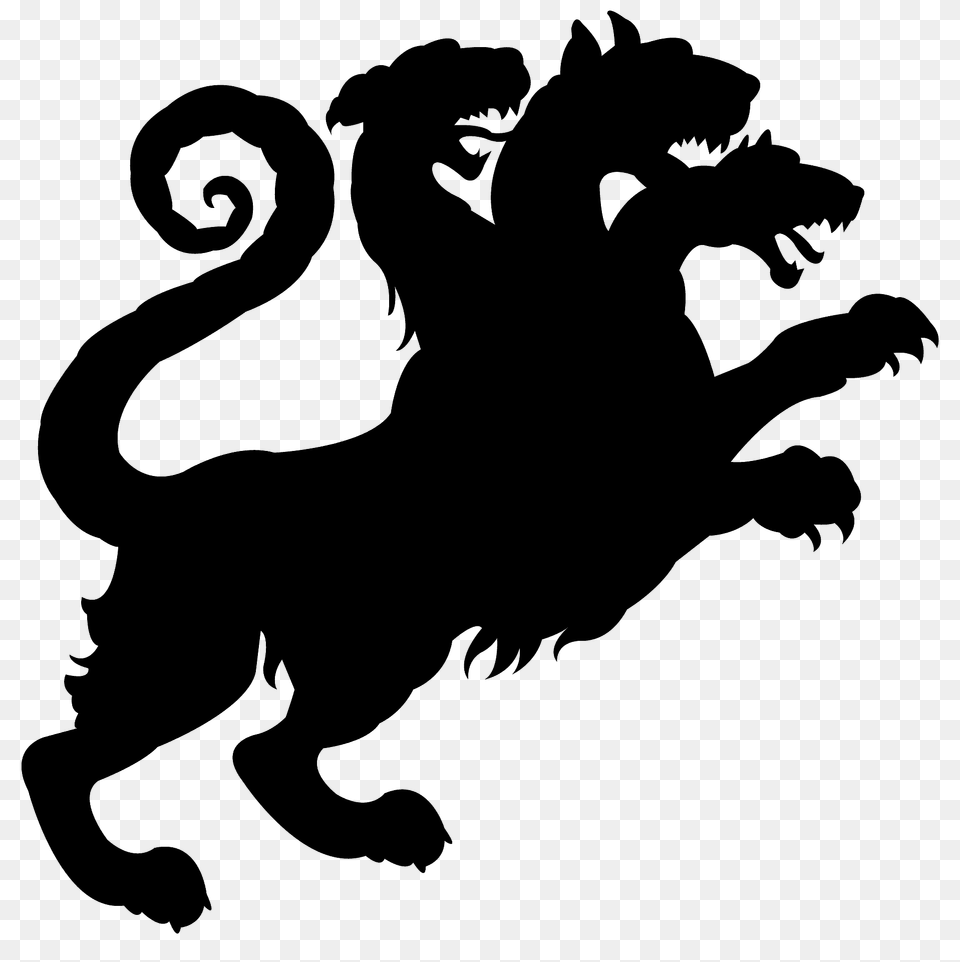 Cerberus Silhouette, Animal, Dinosaur, Reptile, Bird Free Transparent Png