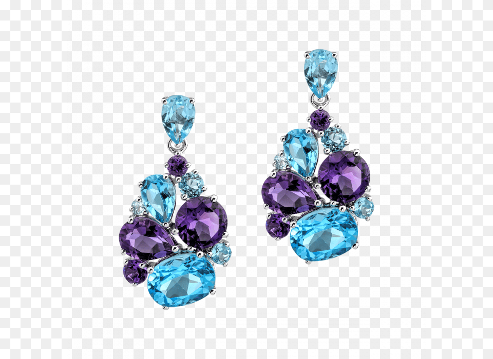 Cercei Teilor Cu Ametiste Si Topaz Albastru Earrings, Accessories, Earring, Jewelry, Gemstone Png