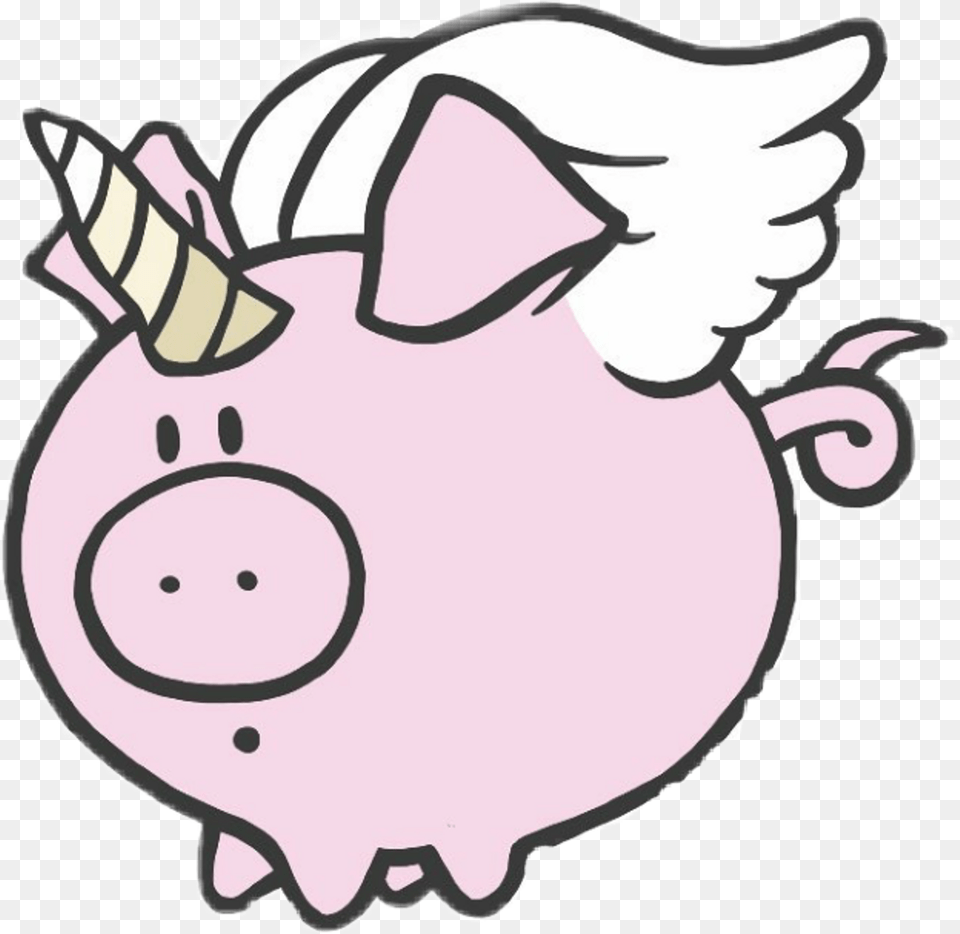 Cerdicorn Piggy Pig Unicorn Sticker Unicorn Pig, Baby, Person, Piggy Bank, Face Png Image