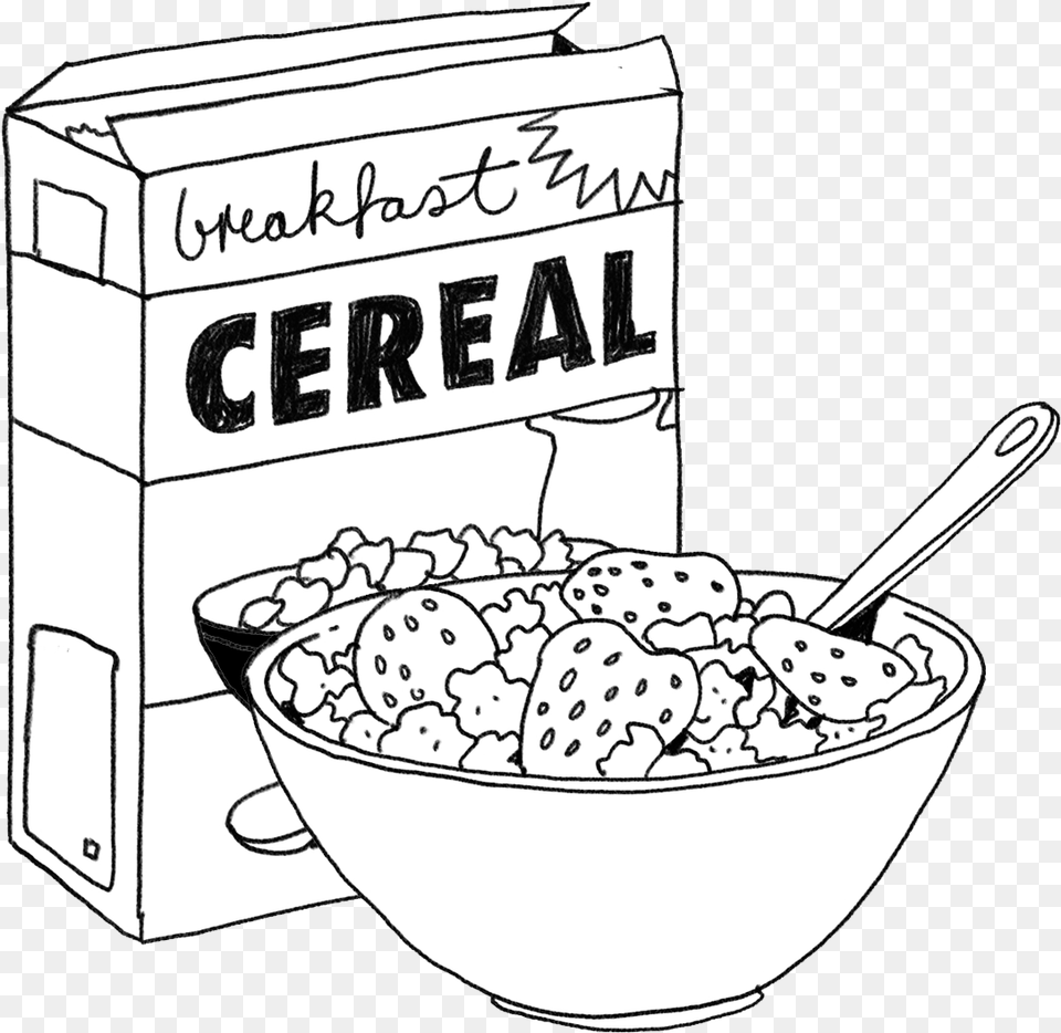 Cereal Bowl Clipart Cereal Box Clipart Black And White, Cutlery, Spoon, Food Free Png