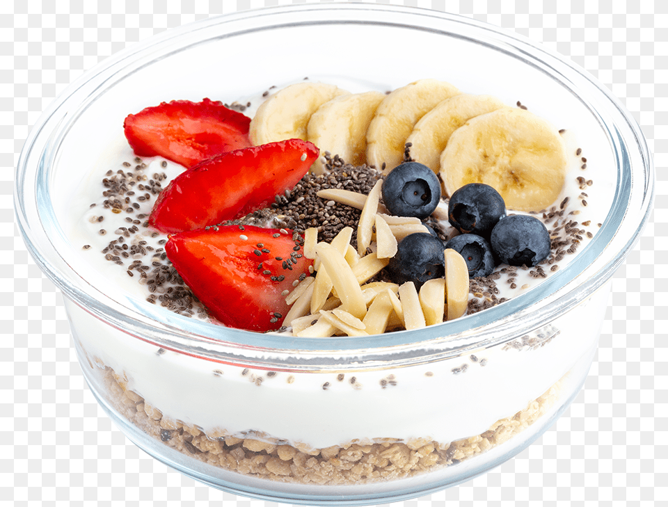 Cerealingredientfruit Saladaa Na Tigelavegetarian Fruit And Greek Yogurt, Plate, Berry, Blueberry, Food Free Transparent Png