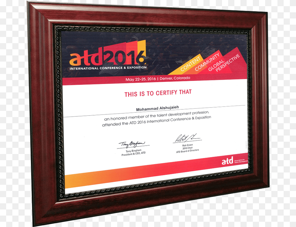 Certificate Atd2016 Gm Paper Product, Text, Diploma, Document, Computer Hardware Png