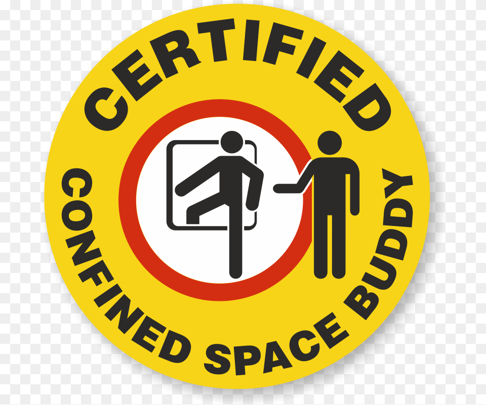 Certified Confined Space Buddy Hard Hat Decals Signs Sku Buddy System In Confined Space, Sign, Symbol, Logo, Person Free Transparent Png