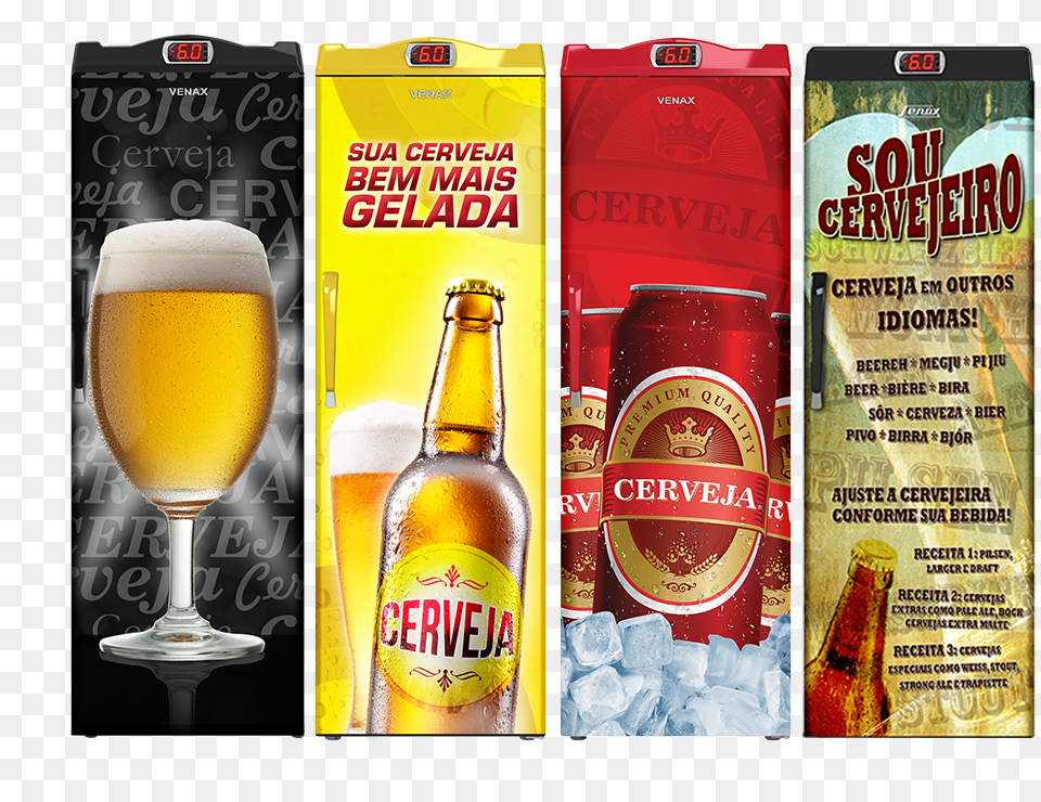Cervejeira 200 L Porta Cega Adesivada Preto Fosco Venax, Alcohol, Beer, Lager, Glass Free Png