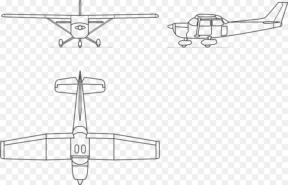 Cessna 172 Line Drawing, Gray Free Png Download