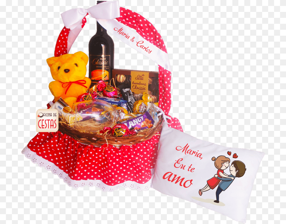 Cesta Eu Te Amo Wine, Baby, Person, Teddy Bear, Toy Free Png