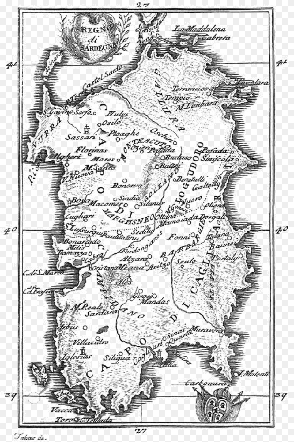 Cetti Sardinia Old Map Of Sardinia, Chart, Diagram, Plan, Plot Free Png