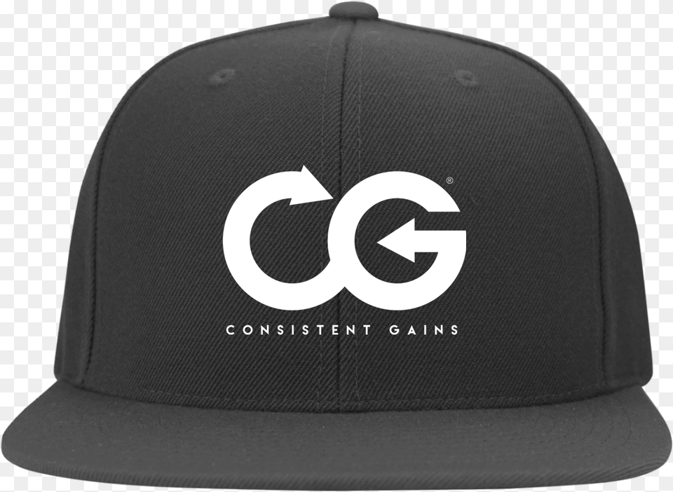 Cg Flat Bill Twill Flexfit Hat White Logo U2013 Consistent Gains Baseball Cap, Baseball Cap, Clothing Png Image