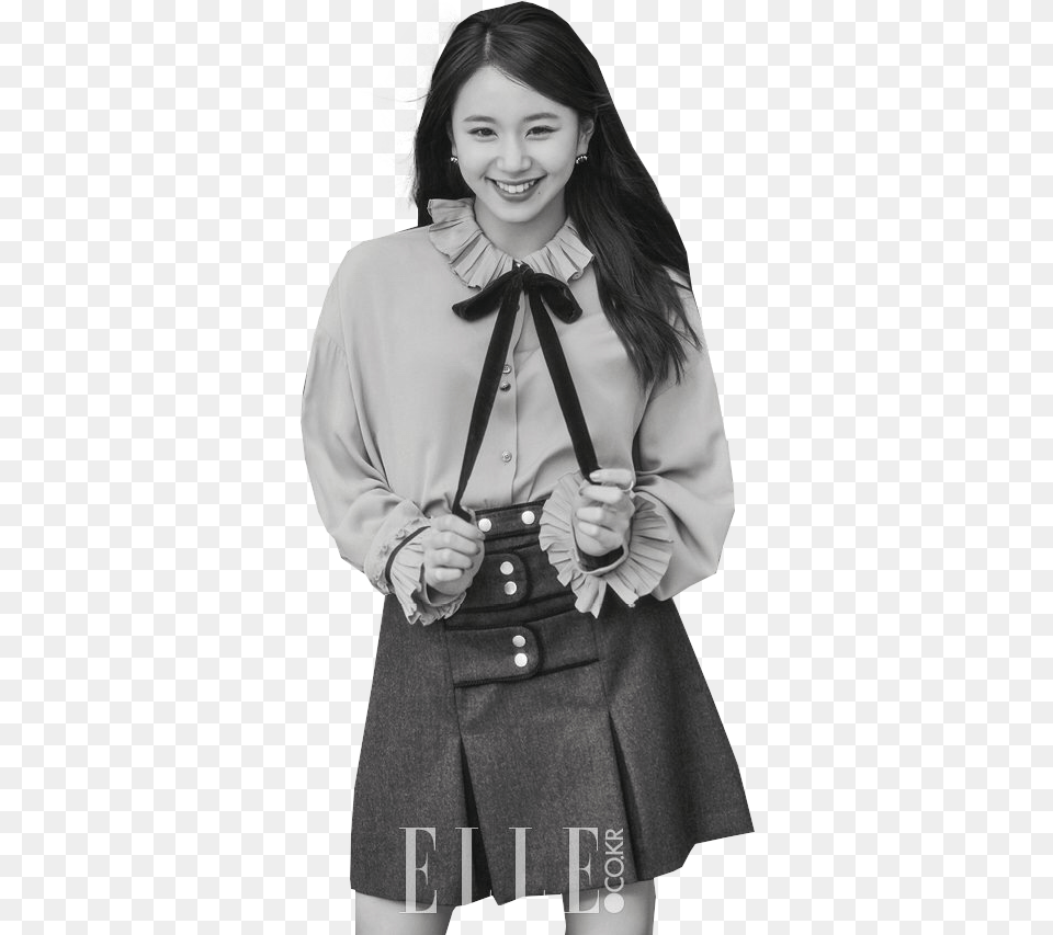 Chaeyoung Twice Fancy Fancy You Twicepng Twice Photoshoot Elle Chaeyoung, Happy, Smile, Blouse, Skirt Png