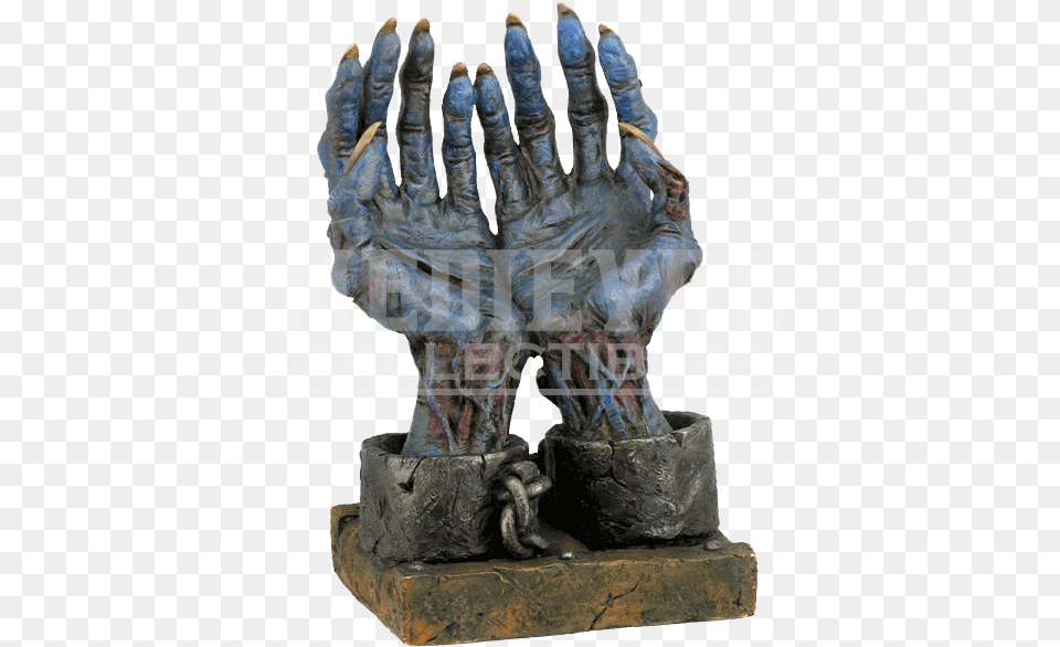 Chained Zombie Hands Figurine Chained Blue Zombie Hands Statue, Clothing, Glove, Electronics, Hardware Free Png