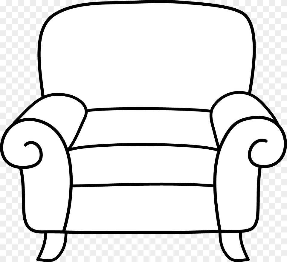 Chair Clipartblackandwhitearmchairlineartpng 4646 Chair Clipart Black And White, Armchair, Furniture Png Image