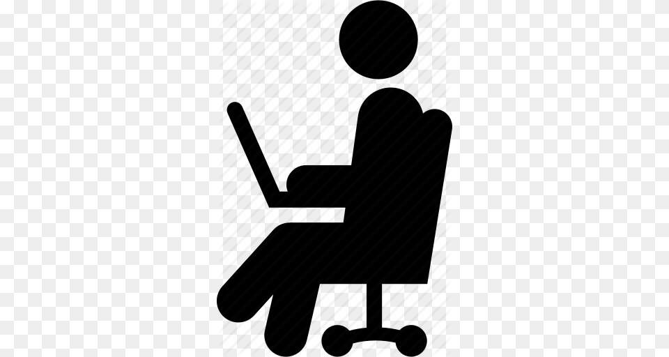 Chair Computer Laptop Office Person Sitting Student Icon Free Png