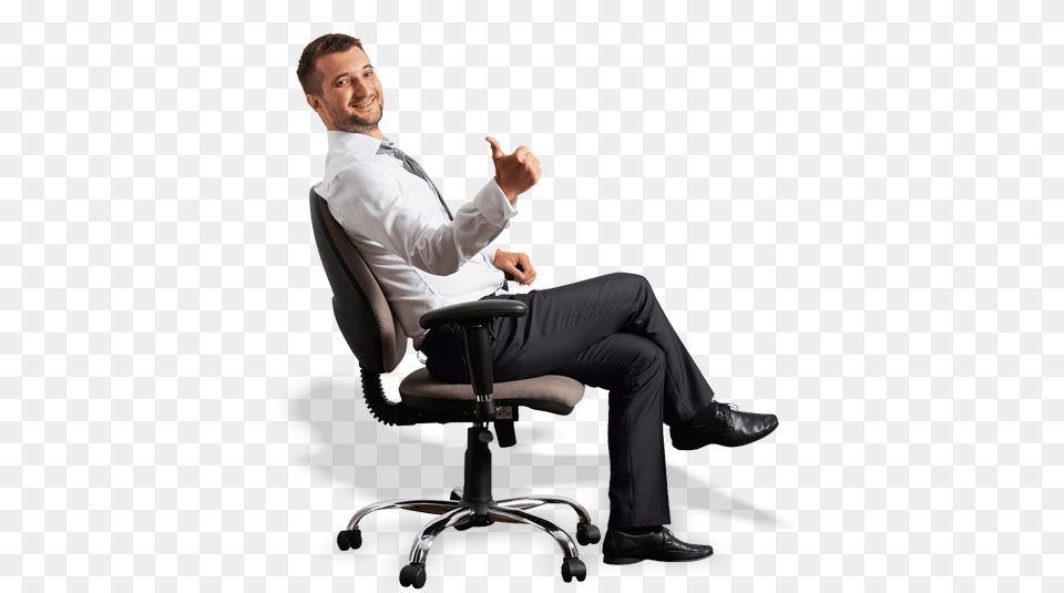 Chair Repairer Sitting On Chair, Accessories, Shirt, Person, Tie Free Png Download