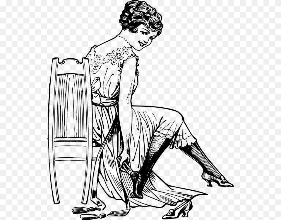 Chair T Shirt Woman Sitting Human Leg, Gray Free Transparent Png