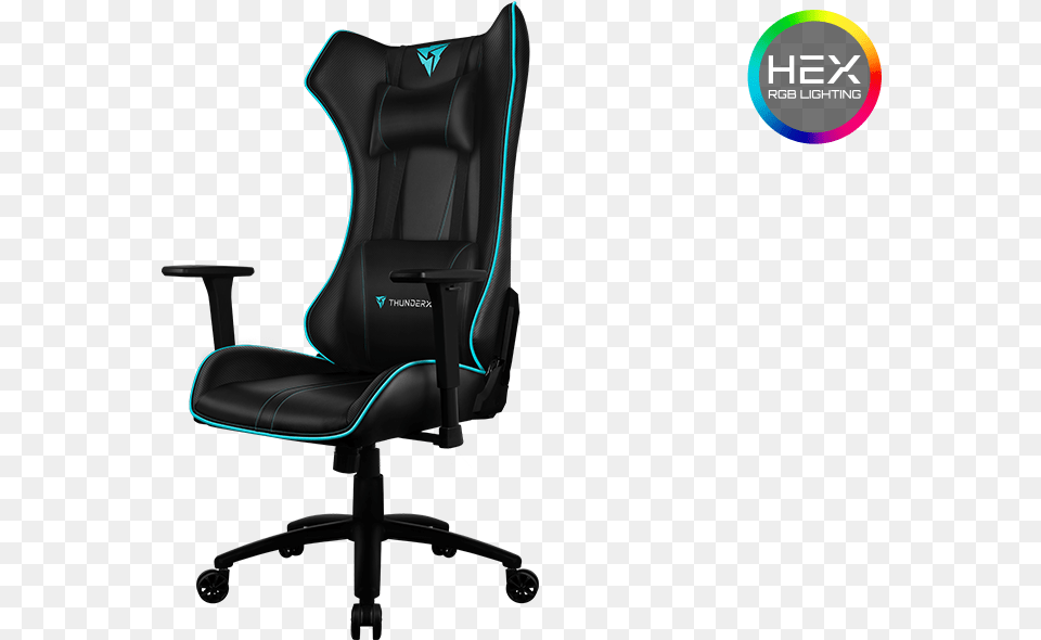 Chair Thunder X3 Rc3 Hex Black Cyan, Cushion, Furniture, Home Decor, Headrest Free Transparent Png