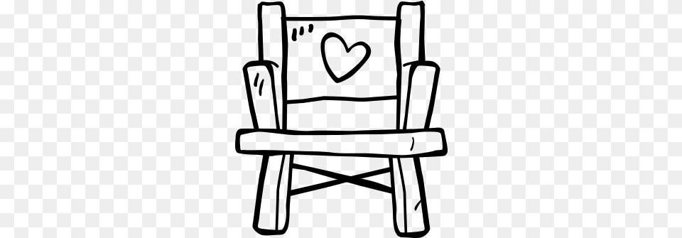 Chair With Heart On Back Director39s Chair, Gray Png Image
