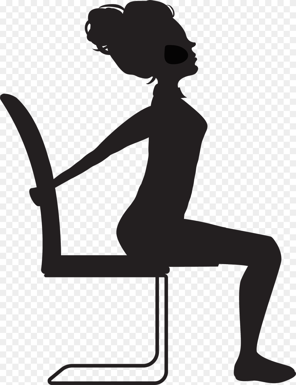 Chair Yoga For Seniors Clip Art, Silhouette, Person, Sitting, Adult Free Png Download