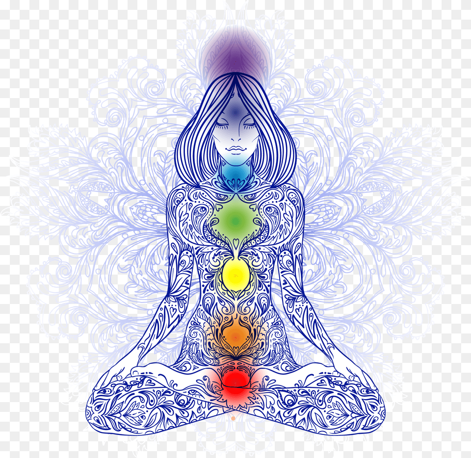 Chakra Meditation Lotus Position Woman Illustration Chakra Balancing, Art, Graphics, Pattern, Person Free Png Download