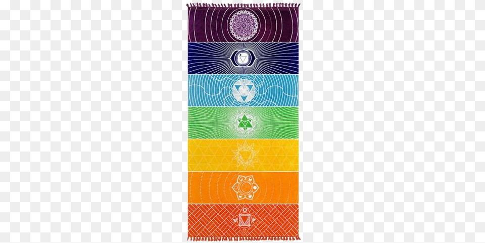 Chakra Meditation Mat Tapestry Multicoloured Beach Towel With Chakra Motif Chakra, Formal Wear, Purple, Accessories, Art Free Png Download