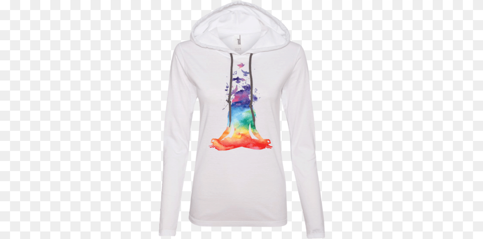 Chakra Meditation Watercolor Slim Hoodie Mindfulness For Beginners, Clothing, Knitwear, Long Sleeve, Sleeve Free Png Download