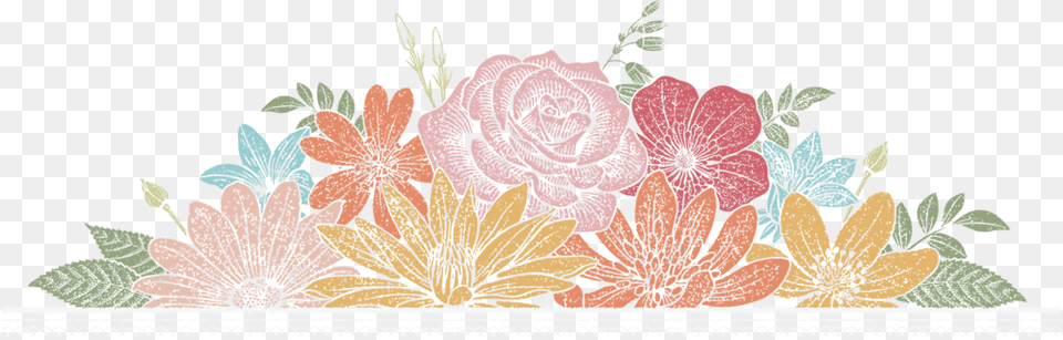 Chalk Flowers Motif, Art, Floral Design, Graphics, Leaf Free Png Download