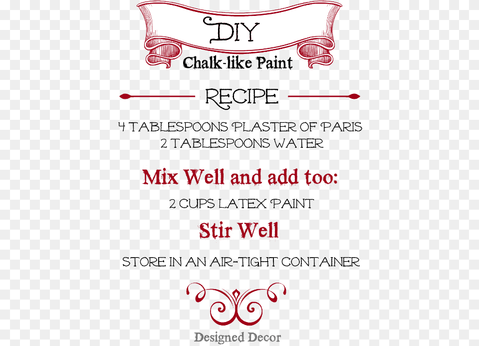 Chalk Like Paint Recipe Calligraphy, Advertisement, Poster, Text, Book Free Png Download