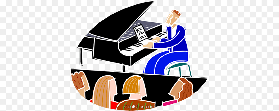 Chalk Style Concert Pianist Royalty Vector Clip Art, Keyboard, Person, Musical Instrument, Piano Free Png Download
