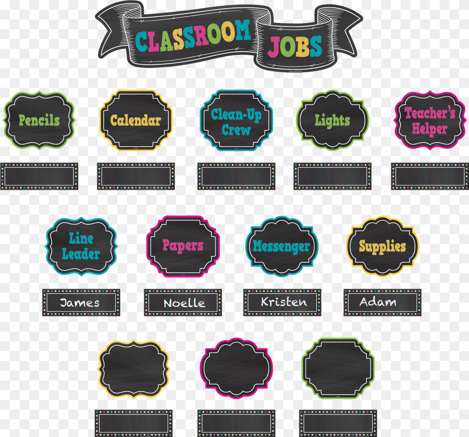 Chalkboard Brights Classroom Jobs Mini Bulletin Board Classroom Jobs 6th Grade, Scoreboard, Text Free Png