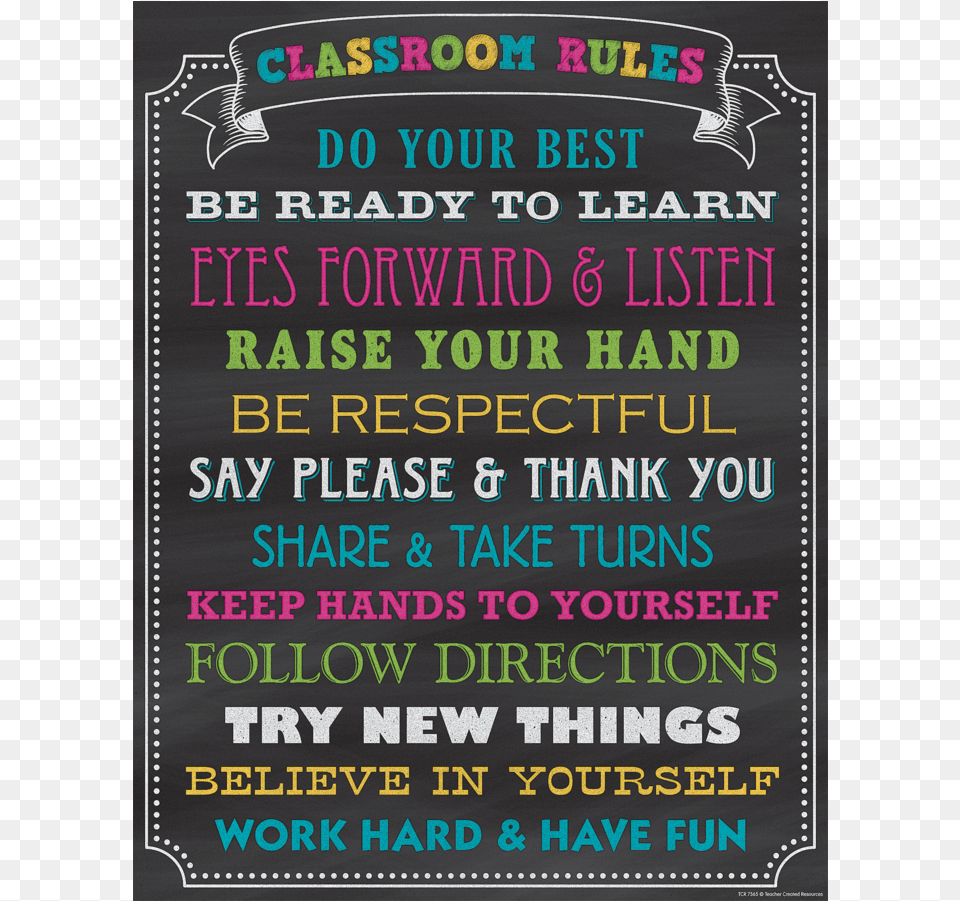 Chalkboard Brights Classroom Rules Chart Image Classroom Rules Chart, Advertisement, Poster, Book, Publication Free Transparent Png