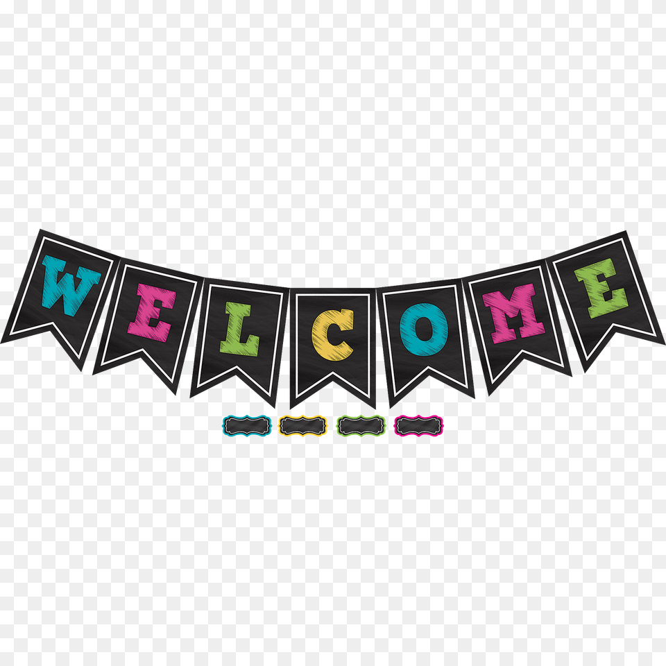 Chalkboard Brights Pennants Welcome Bulletin Board Display, Text, Art Free Png Download