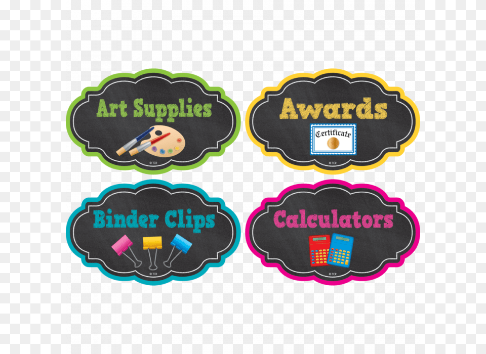 Chalkboard Supply Labels, Sticker Free Png