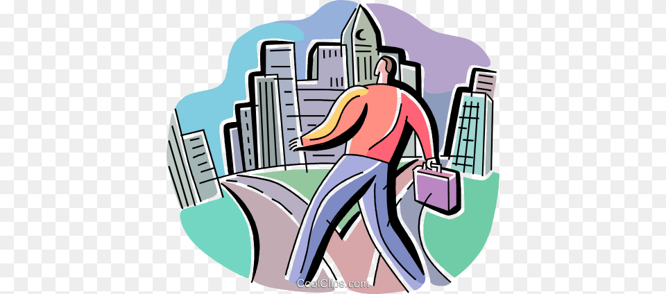 Challenge Royalty Vector Clip Art Illustration, City, Person, Walking, Book Png Image