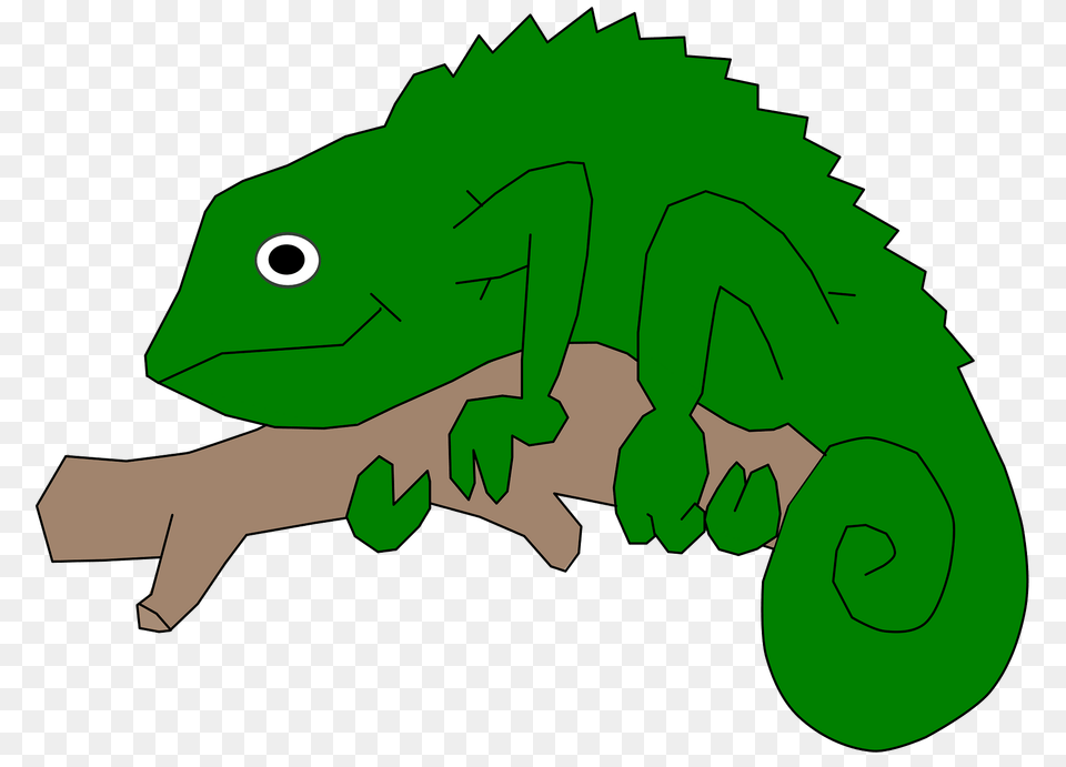 Chameleon On A Branch Clipart, Animal, Lizard, Reptile, Green Lizard Png