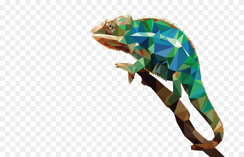 Chameleon Polygon Art On Behance, Animal, Lizard, Reptile, Iguana Png