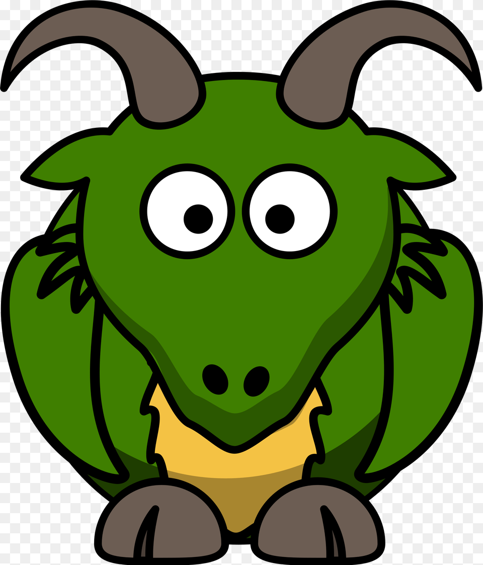 Chamois Animal Cute Goat Mammal Green Horn Eyes Cartoon Dragon Clip Art, Bear, Wildlife Free Png Download