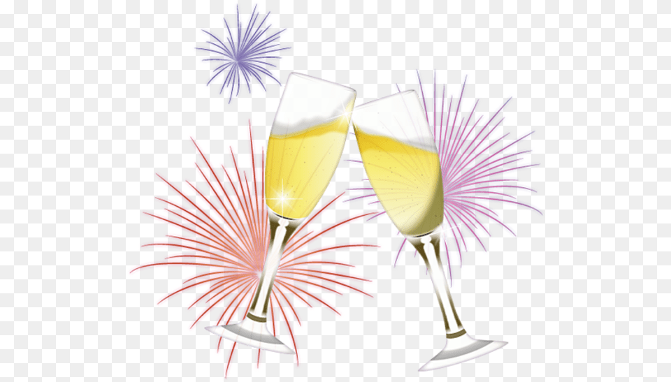 Champagne And Fireworks Transparent Background Gold Champagne Glass, Alcohol, Beverage, Liquor, Wine Free Png Download