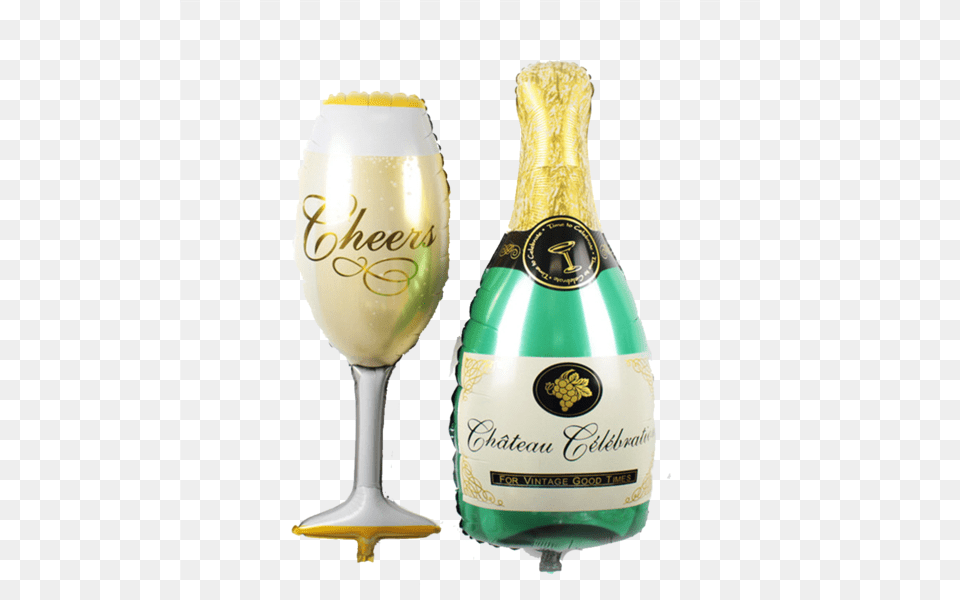 Champagne And Glass Balloonclass Champagne And Glass Balloons, Alcohol, Beverage, Liquor, Beer Free Png