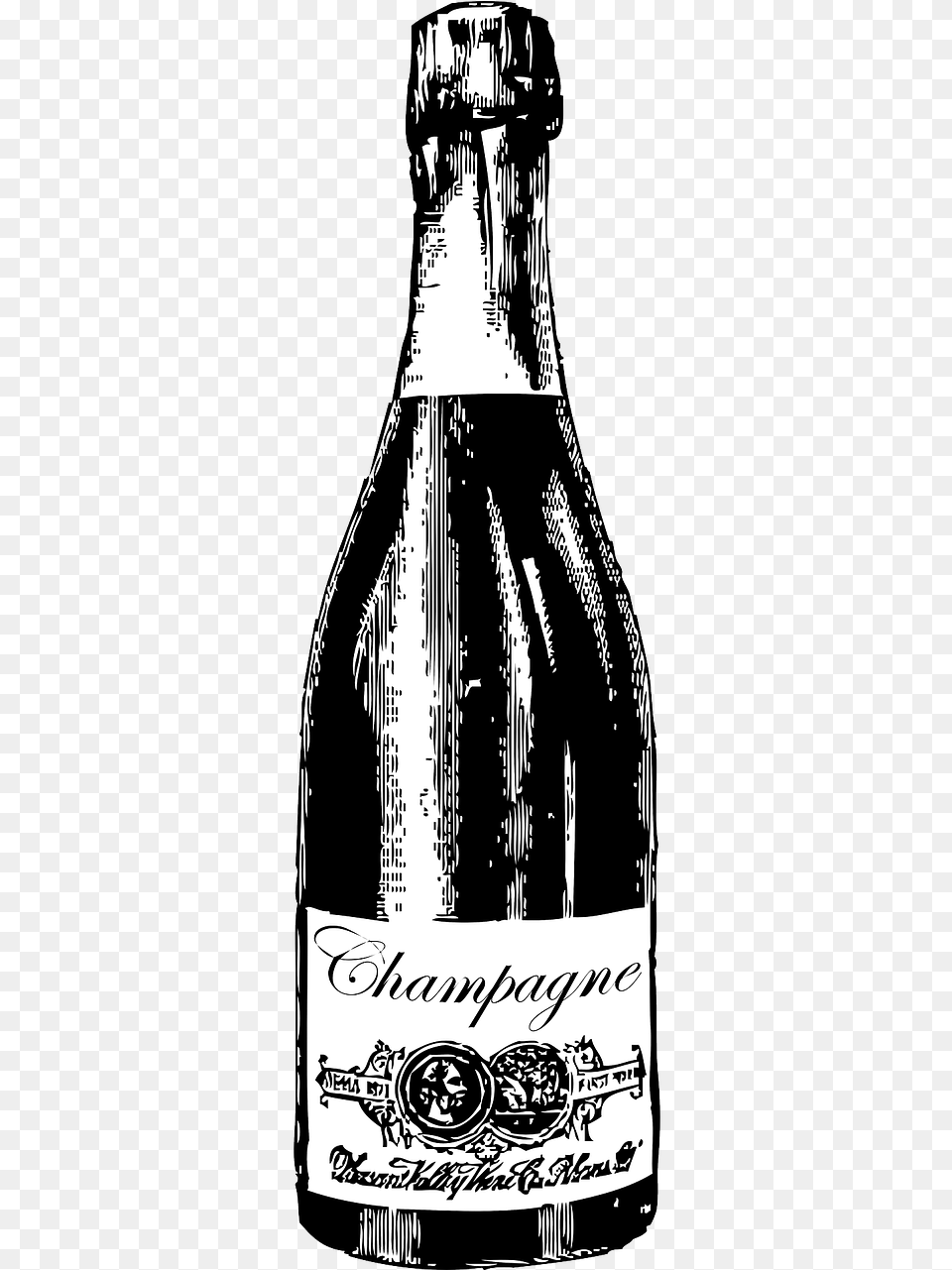 Champagne Black And White, Bottle, Alcohol, Beer, Beverage Png