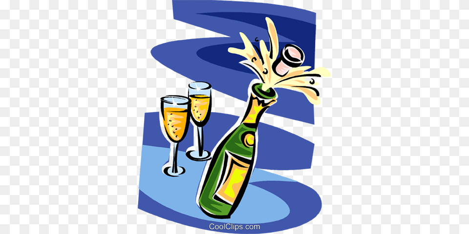 Champagne Bottle And Glasses Royalty Vector Clip Art, Alcohol, Glass, Beer, Beverage Png