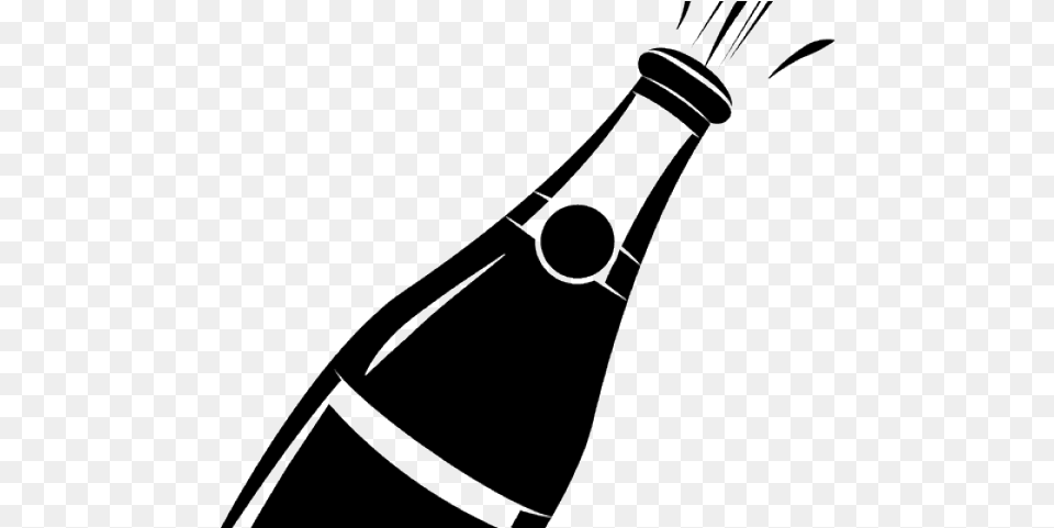 Champagne Bottle Clipart Champagne Bottle Clipart Black And White, Bow, Weapon, Cutlery, Alcohol Free Transparent Png