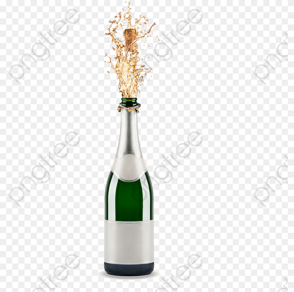 Champagne Bottle Spilled Splash Image Champagne Bottle Background, Alcohol, Beverage, Liquor, Wine Free Png Download