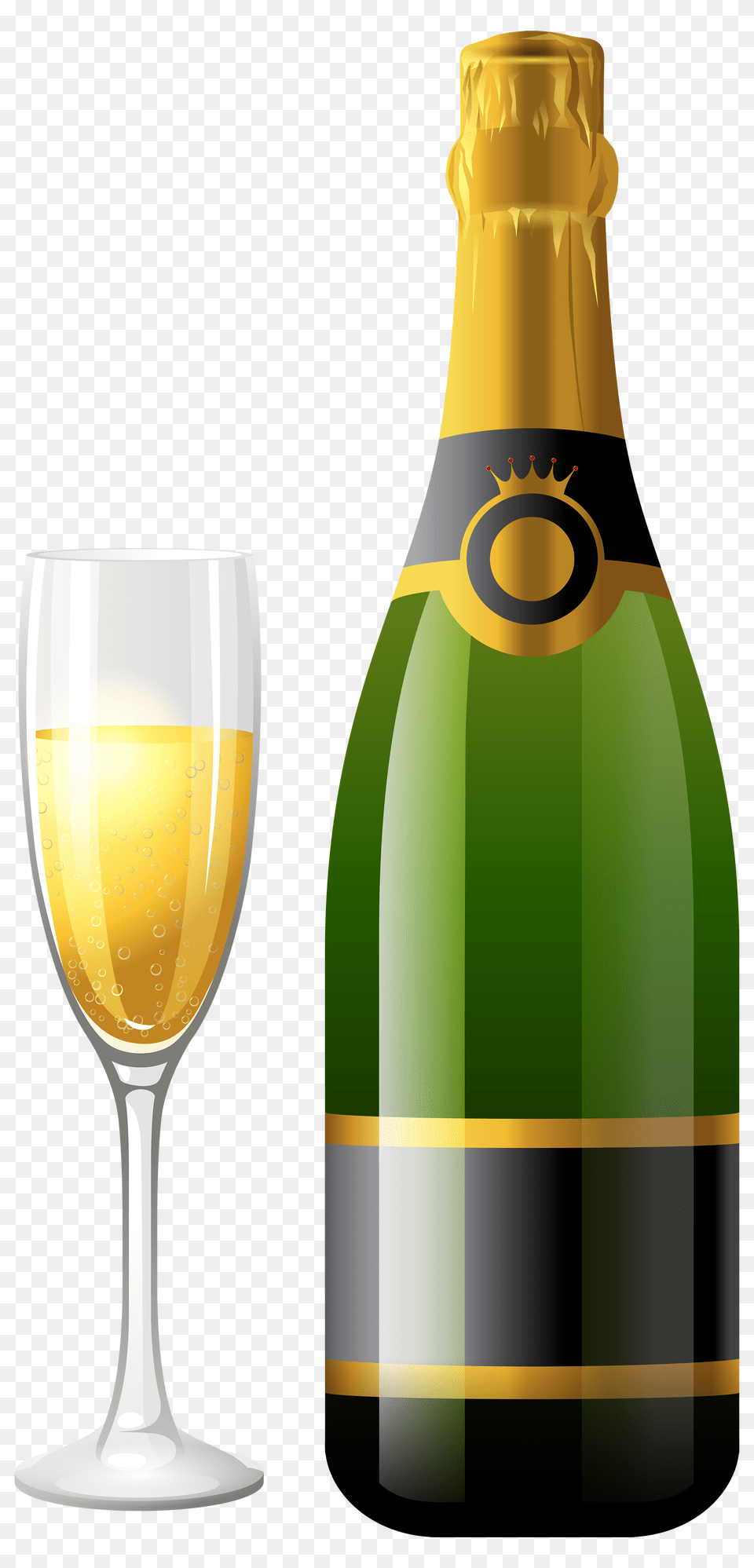 Champagne Bottle With Glass Clipart, Alcohol, Beer, Beverage, Liquor Free Png