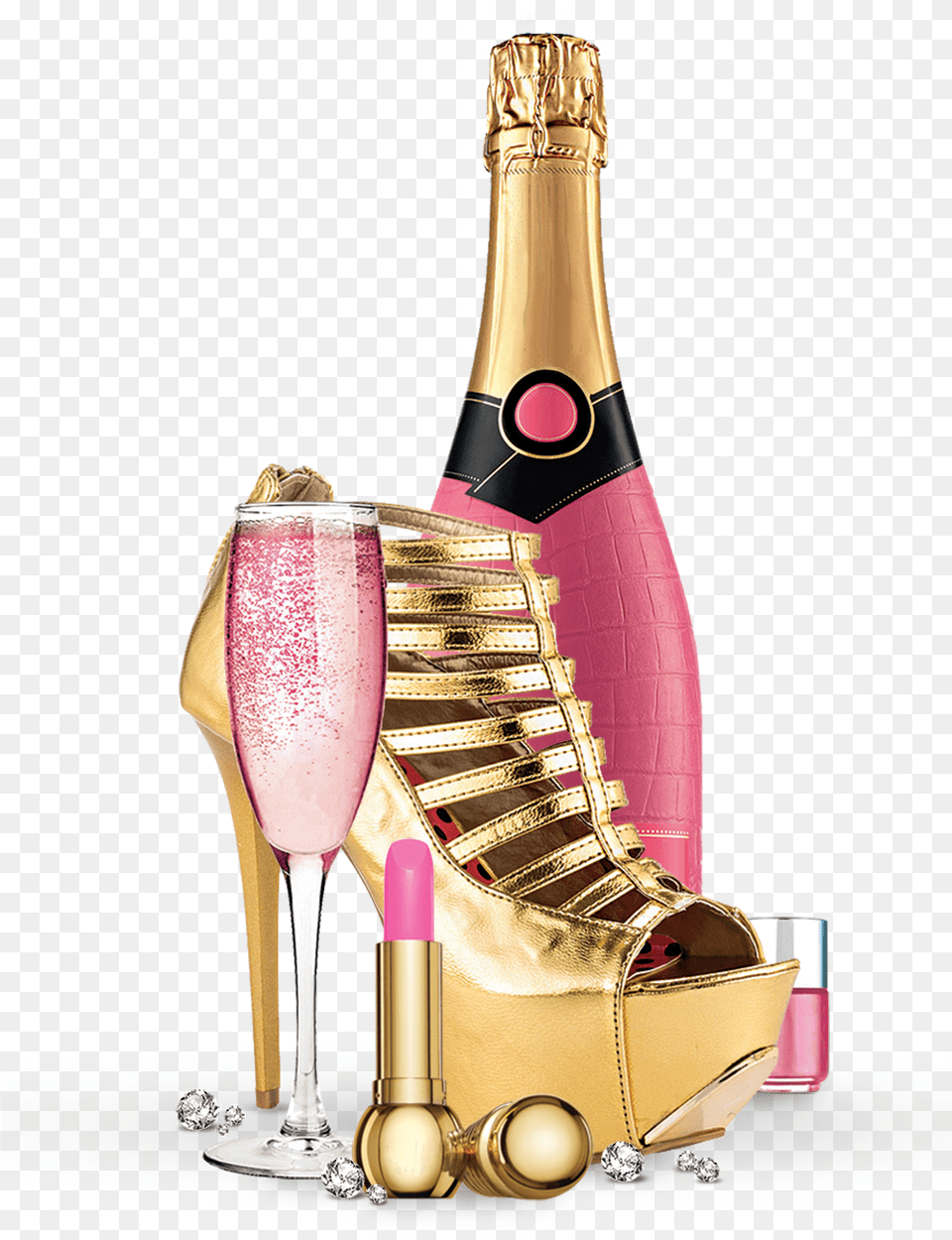Champagne Cup Download Hd Clipart Pink Champagne Bottles, Shoe, Clothing, Footwear, High Heel Png