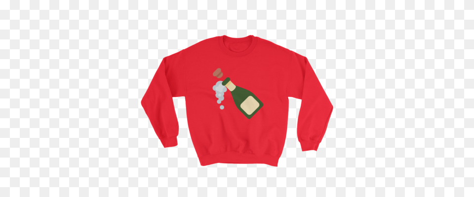 Champagne Emoji Sweatshirt, Long Sleeve, Clothing, Knitwear, Sweater Free Png Download