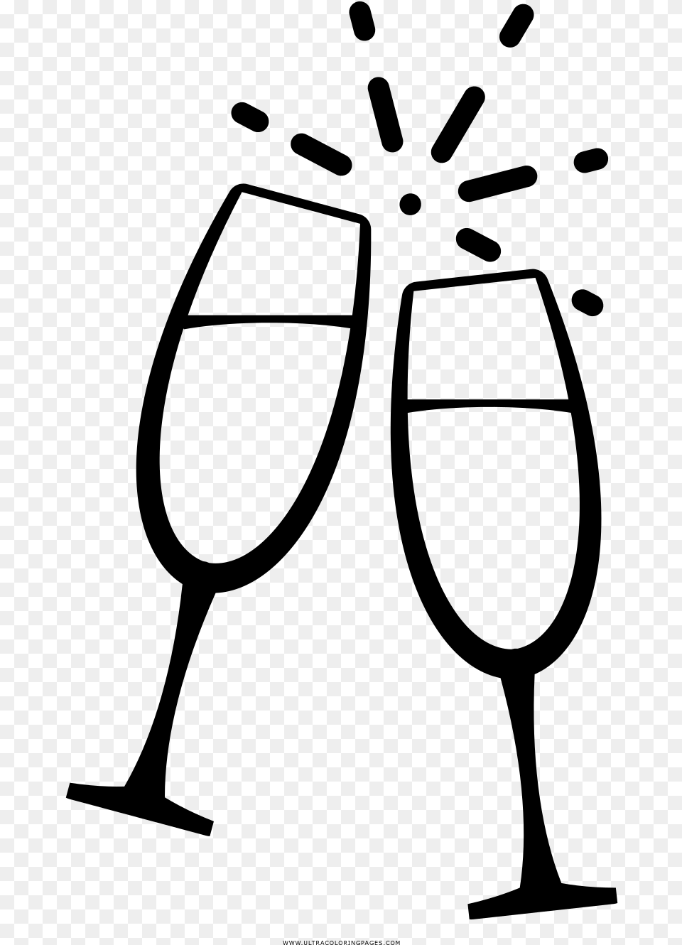 Champagne Flute Coloring, Gray Free Png