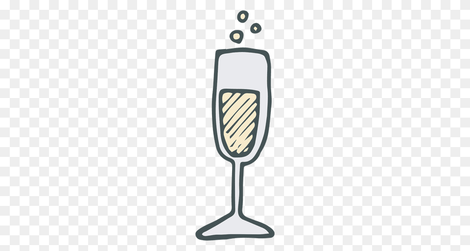 Champagne Flute Hand Drawn Cartoon Icon, Alcohol, Beverage, Glass, Goblet Png Image