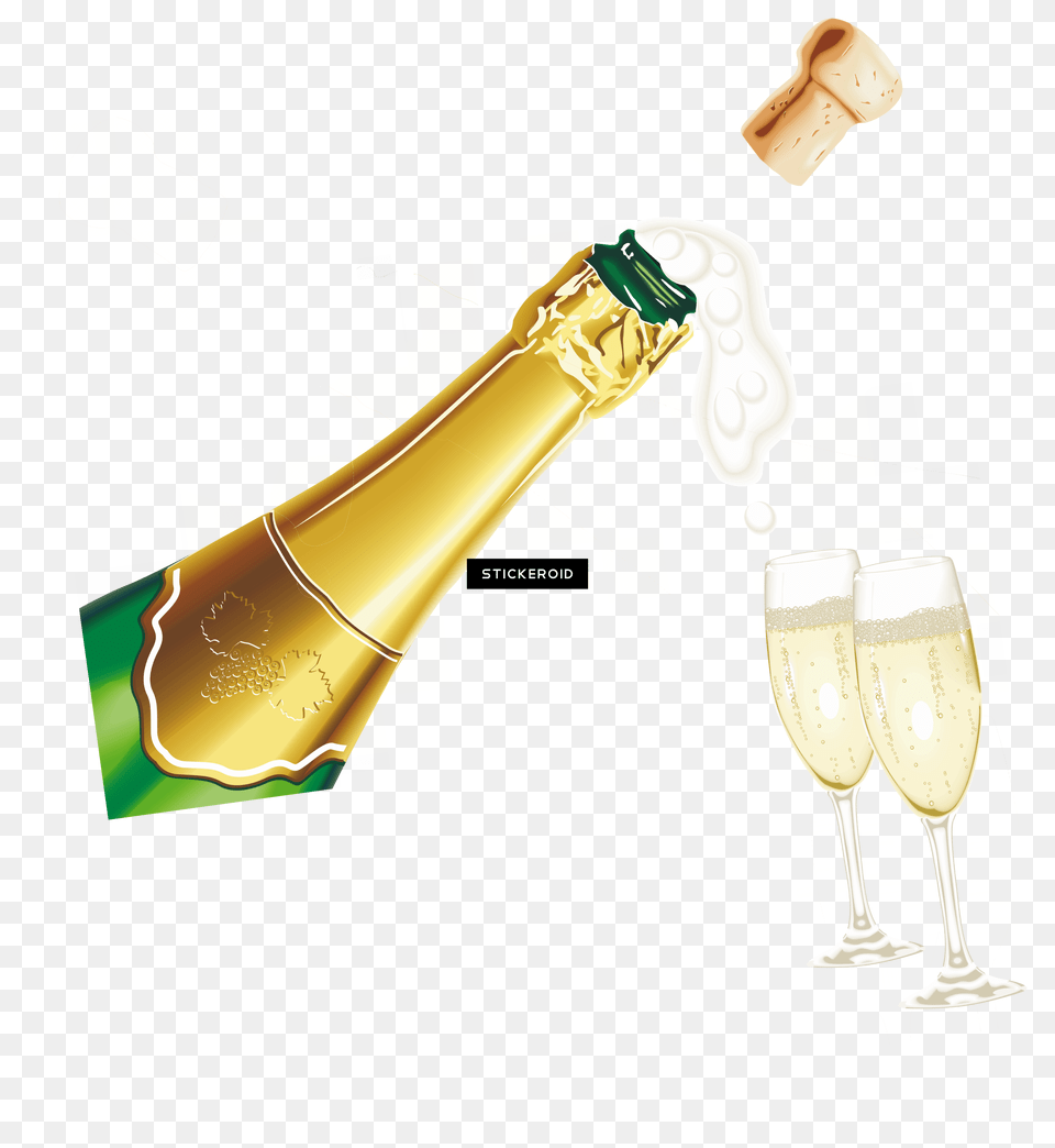 Champagne Glass Festa De Final De Ano, Bottle, Alcohol, Beer, Beverage Free Transparent Png