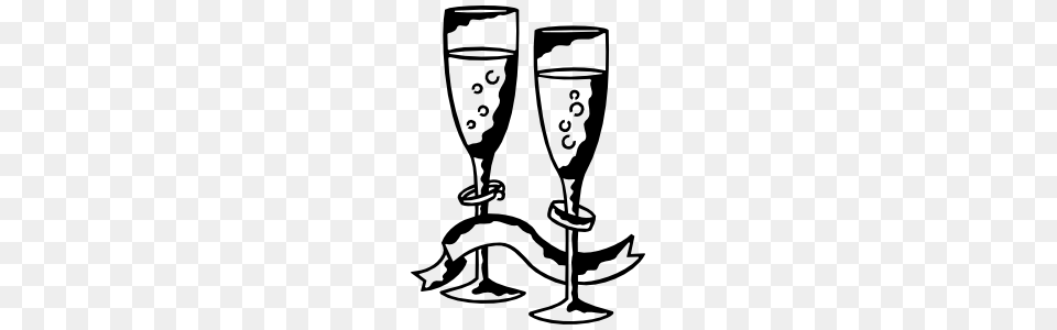 Champagne Glasses For Just Married Or Wedding Sticker, Alcohol, Wine, Liquor, Wine Glass Png